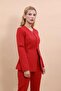 Oval Collar Classic Jacket with Side Pockets - Red - 1043100 - 4