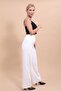 Elastic Waist Zippered Pipe Leg Trousers - Ecru - 5