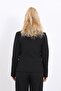 Plus Size - Collared Single Button Jacket-Black - 5