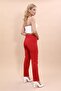 Elastic Tight-Legged Trousers-Red - 4
