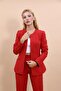 Oval Collar Classic Jacket with Side Pockets - Red - 1043100