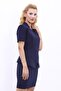 Navy Blue Short Sleeve Buckle Jacket - 3