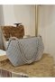 Women's Bigtaş Look Platinum Smoked Evening Dress Chain Strap Hand Wedding Engagement Night Shoulder Bag - 5