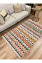 Multi-Tone Baklava Antique Pattern Decorative Cotton Woven Rug 3569 - 3