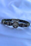 Genuine Leather Men's Bracelet Made with Wolf Zircon Stone Round Handcrafted - 3