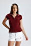 Women's Polo Neck Knitted T-Shirt