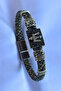 Genuine Leather Men's Bracelet Made with Spear Rectangular Zircon Stone Handcrafted