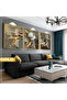 Amazing | Black&Gold Set Flower Combination (Artistic) | Framed Glass Table 3 Pieces Vertical
