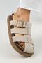 Brancato Women's Genuine Leather Buckle Banded Sabo Beige Slippers - 5