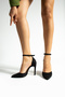 10.5 cm Black Suede Stiletto Pointed Toe Women's High Heels - 3