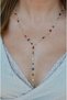 Elegant Y Model Necklace with Colored Stones Low-Cut Necklace Sparkling Multicolor - 7