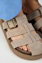 Brancato Women's Genuine Leather Buckle Banded Sabo Mink Slippers - 4