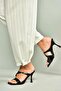 U590034408 Black Patent Leather Heeled Women's Slippers - 5
