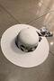 Women Wide Brim Straw Hat with Flower Pattern Stripe Beach Vacation Travel Hat - 2
