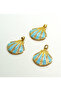 Turquoise Enamel Large Oyster Pendant – Elegant Jewelry with Sea Shell Design, 33X25 mm - 2