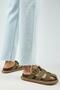 Brancato Women's Genuine Leather Buckle Strap Sabo Khaki Slippers - 7