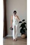 Women's White Embroidered Trousers Vest Set