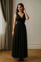 Double-Breasted Neck Draped Fitted Waist Tulle Evening Dress