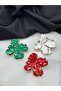 Brand Model Design Stylish Earrings with Red Enamel Flower Figures - 3