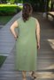 Button Detail Jopone Sleeve (Sleeveless) Pocketed Muslin Fabric Large Size Summer Dress - 3