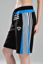 Women's Stripe Detailed and Denim Garnished Design Bermuda Shorts - 2