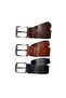 Men's Jeans Belt 3 Pieces 4.5 cm Casual Men's Real Leather Belts Black Brown Tan - 2