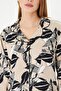 Women's 100% Cotton Woven Milk Coffee Flower Pattern Shirt Collar Button-Through Pocket Pajamas Set - 7