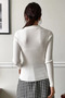 White Ribbed Polo Neck Knitwear Sweater - 7