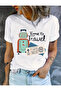 White to Travel Printed Oversize T-Shirt