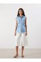 Lcwaikiki Classic Indigo Women's Jean Shirt with Belt on the Waist - 2