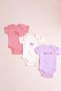 Embroidered Baby Girl Short Sleeve Snap Body 3-Piece - 4