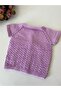 Hand Knitted Lilac Short Sleeve Baby Cardigan |   Handmade - 3