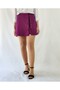 Back Skirt Look Lace up Woven Purple Short Skirt - 3