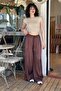 Women's Wide Leg Loose Lace-Up Satin Trousers