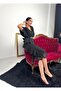 Women's Imported Fabric Top Chiffon Bottom Lace Fabric Stone Belt Detailed Lined Special Design Dress - 5