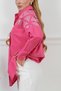 Women's Fuchsia Robe Foil Printed Oversized Shirt with Pocket Detail - 2