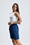 Copy - Women's Pleated High Waist Buttoned Flexible Mini Jeans Skirt with Lyras - 5