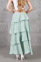 Women's Mint Flounced Layered Elastic Waist Kupra Lined Crepe Skirt Suitable for Hijab - 2