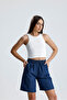 Copy - Women's Pleated High Waist Buttoned Flexible Mini Jeans Skirt with Lyras - 3