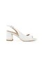 Nino White Patent Leather Thick Heeled Sandals Blunt Toe Shoes - 4