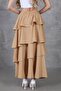 Women's Black Flounced Layered Elastic Waist Kupra Lined Crepe Skirt Suitable for Hijab - 4