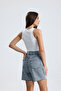 Copy - Women's Pleated High Waist Buttoned Flexible Mini Jeans Skirt with Lyras - 7