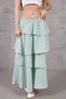 Women's Mint Flounced Layered Elastic Waist Kupra Lined Crepe Skirt Suitable for Hijab - 3