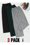 3-Piece Breathable Fabric Ribbon Waist Detailed Printed Pocketless Women's Pajama Bottoms
