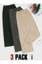 3-Piece Breathable Fabric Ribbon Waist Detailed Printed Pocketless Women's Pajama Bottoms - 2