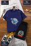 Children's Unisex “Dinosaur Blue in a Circle“ Special Printed Crew Neck T-Shirt - Shorts Set