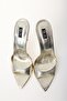 Gold Pointed Toe Heeled Slippers 25157 - 5