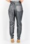 Women Petite Metallic Stretchable Trouser Pants, Silver - 3
