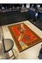 Mosso Orange Hands and Antique Patterned Fringe Detailed Woven Base Decorative Carpet Mosso50 - 2