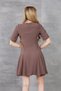 Women's Coffee Color Short Sleeve Etegi Flounce Crepe Classic Dress 700-3752 - 5